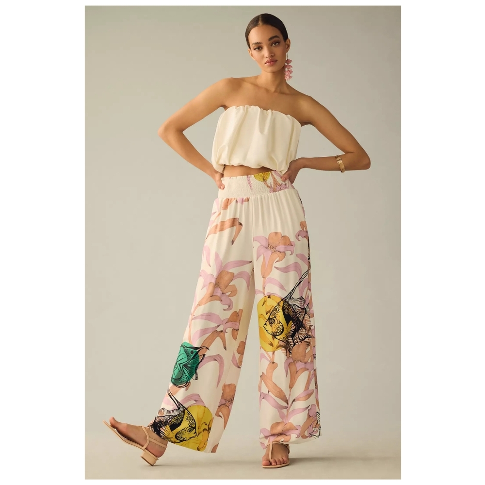 Anthropologie • Pia Binazzi x Maeve Graphic Floral Wide-Leg Pants